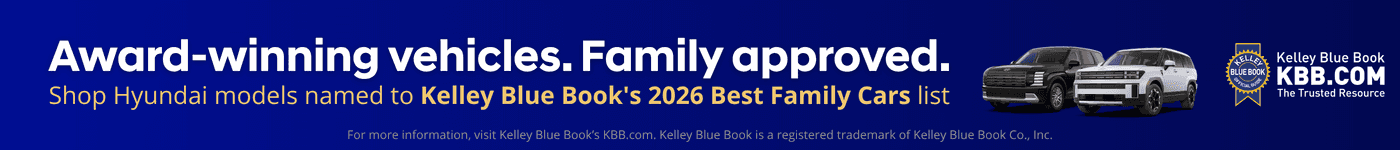 Shop Hyundai models named to Kelley Blue Book's 2026 Best Family Cars list