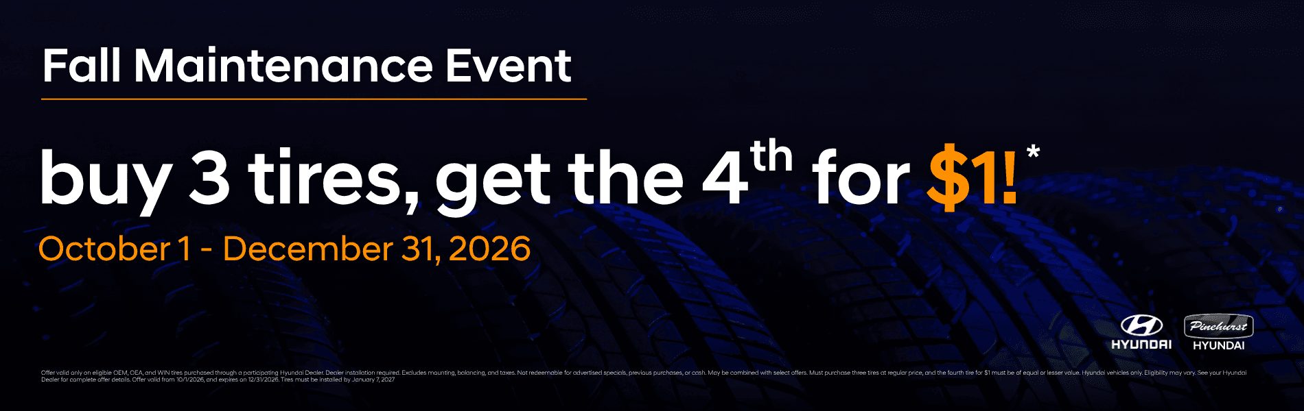 Buy 3 tires, get the 4th for$1 with disclaimer