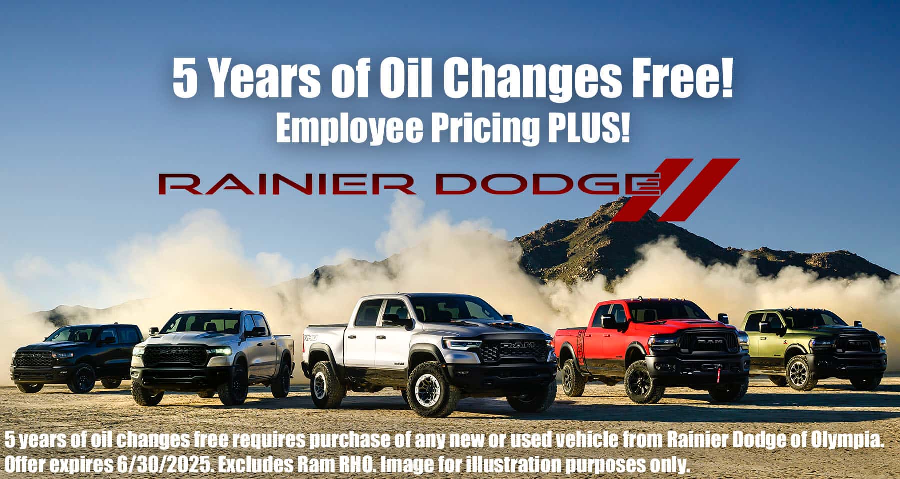 5 Years Oil Changes Ram And Rainier Dodge