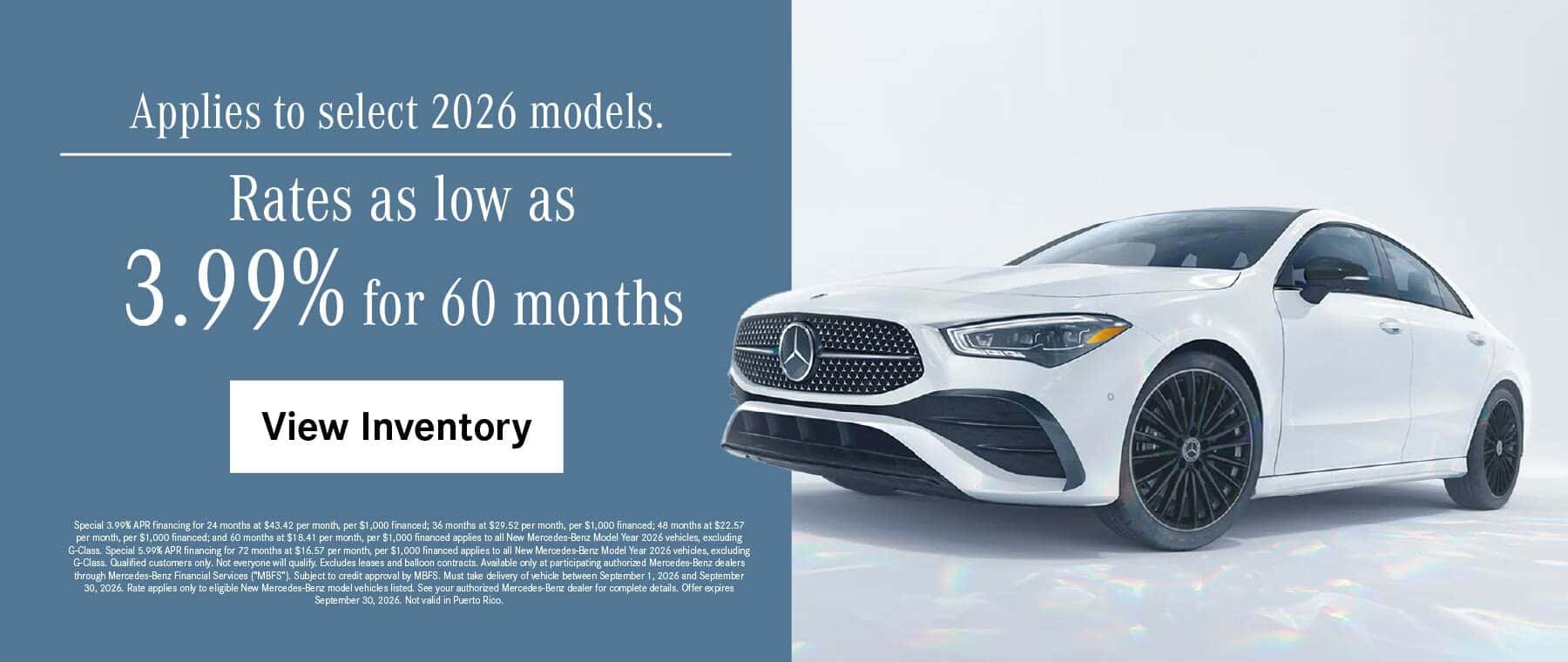 Rates as low as 3.99% for 60 months