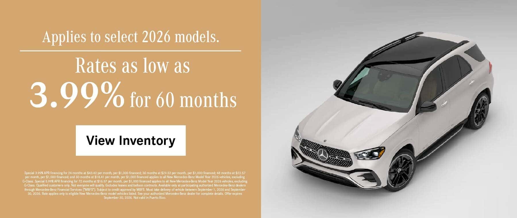 Rates as low as 3.99% for 60 months