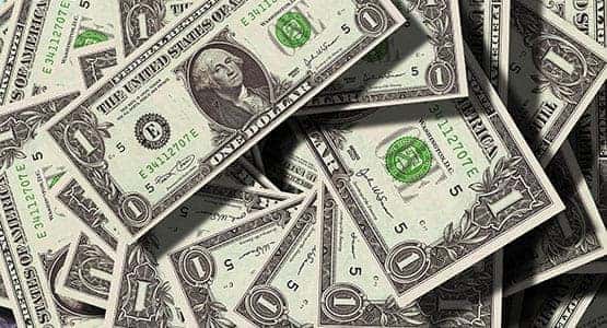 A closeup of dollar bills