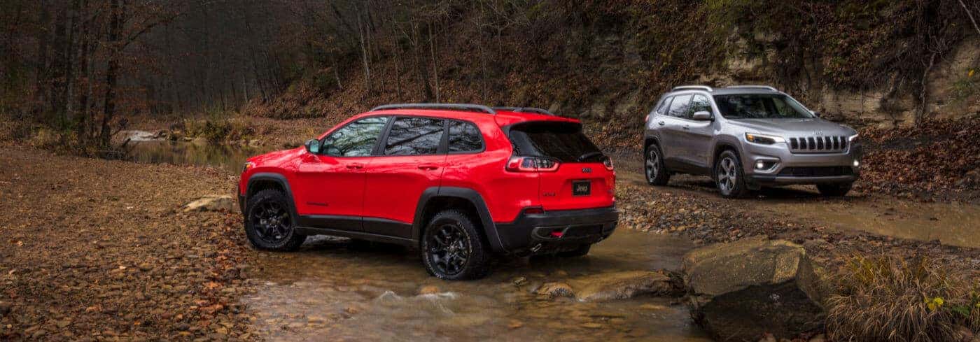 Red and Silver 2019 Jeep Cherokees