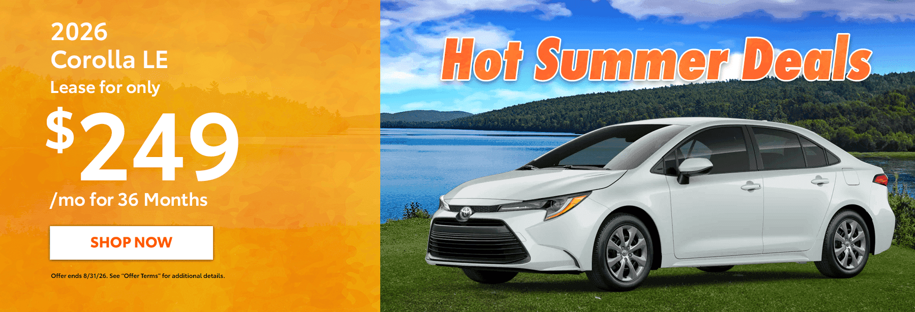 2026 Corolla LE Subtext: Lease for only $249/mo for 36 Months
