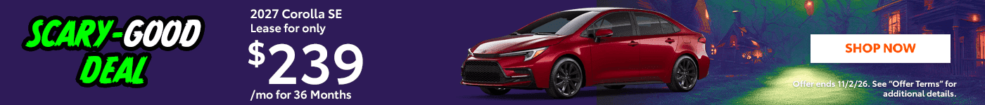 2027 Corolla SE Subtext: Lease for only $239/mo for 36 Months
