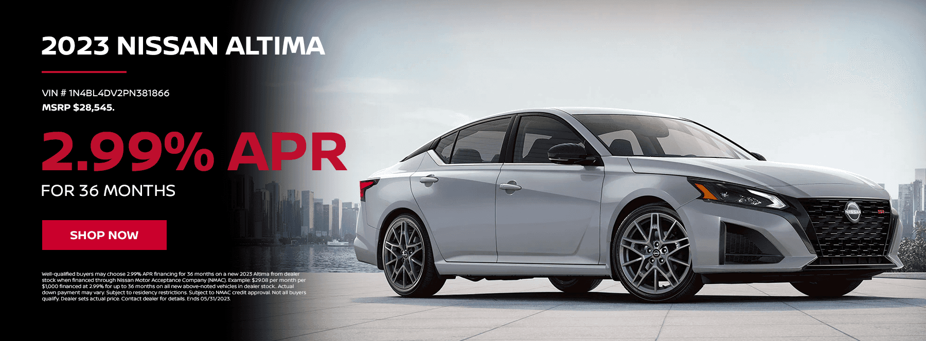 2023 Nissan Altima slide with 2.99% for 36 months
