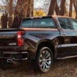 Back view of black 2019 Chevrolet Silverado 1500 in country woods