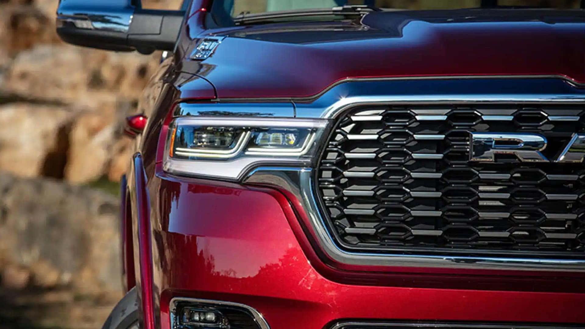 Ram 1500 grille with bold R-A-M badging and new fascia