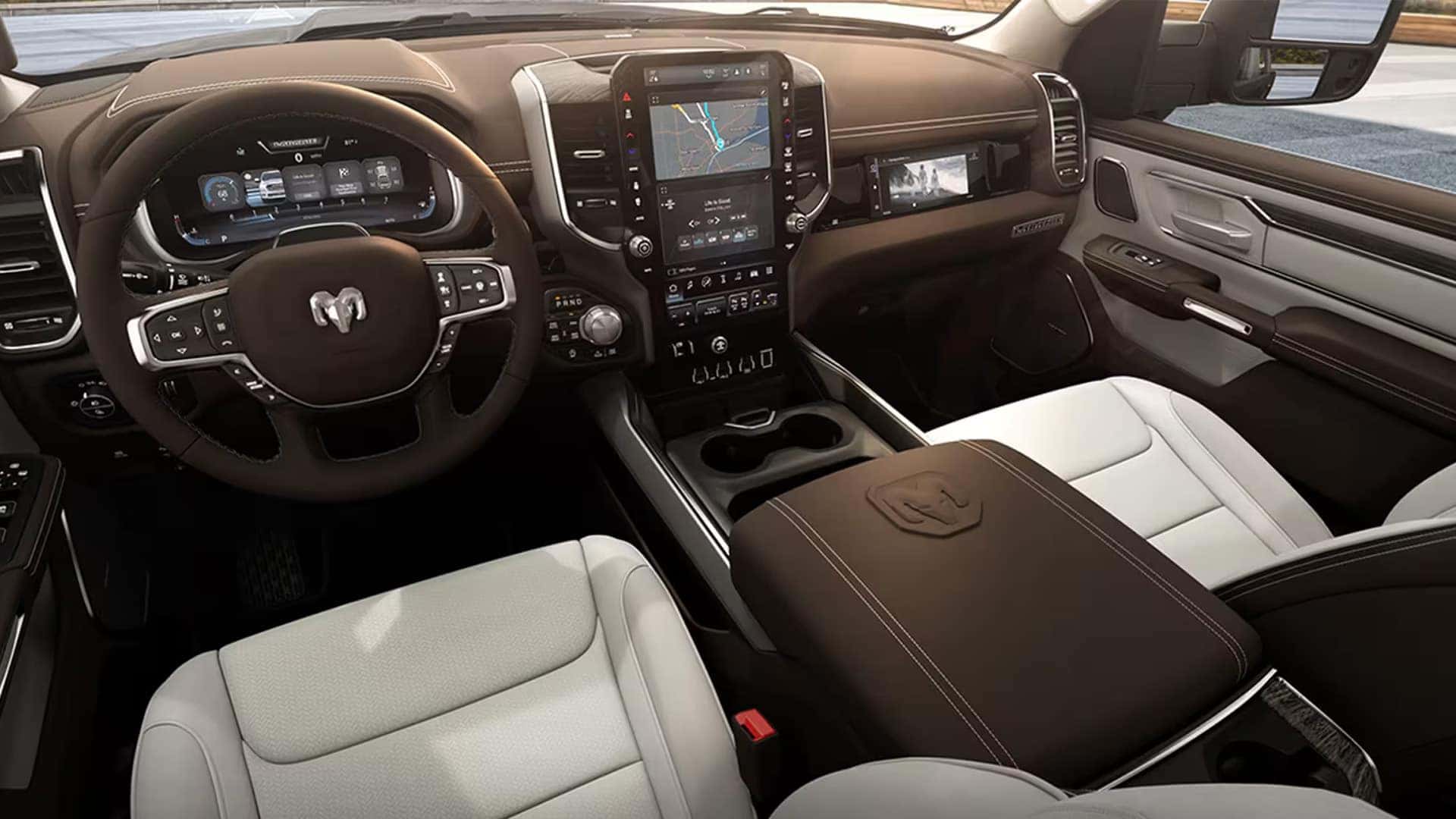 RAM 1500 dashboard with Uconnect 5 and premium trim