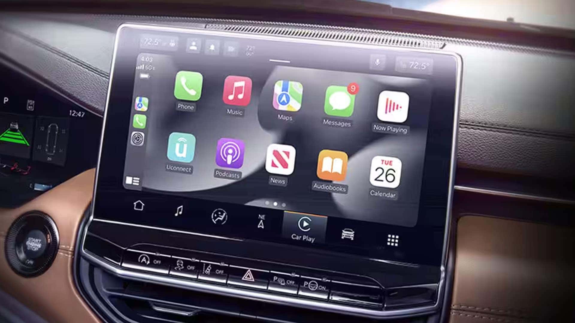 2025 Jeep Compass touchscreen with Apple CarPlay apps