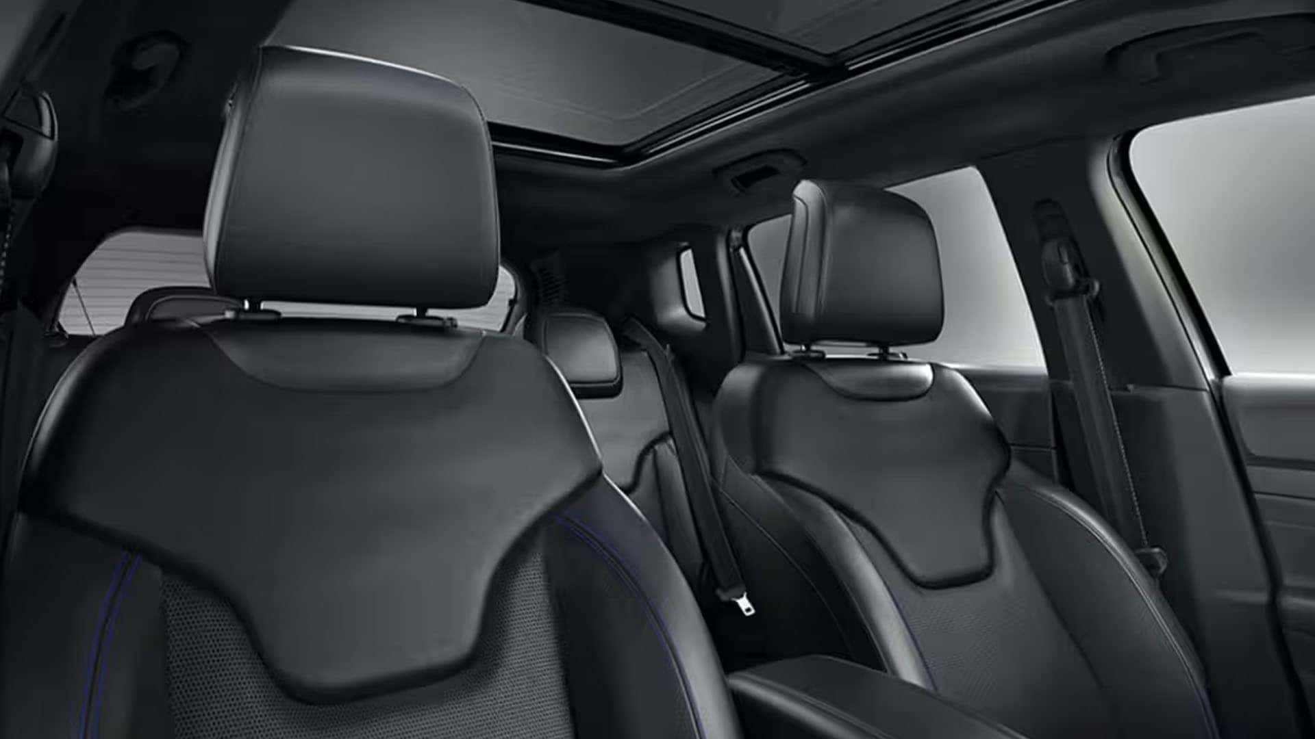 2025 Jeep Compass front seats with black leather and panoramic roof