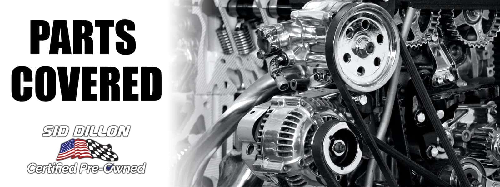 Illustration of typical parts covered under Sid Dillon Certified