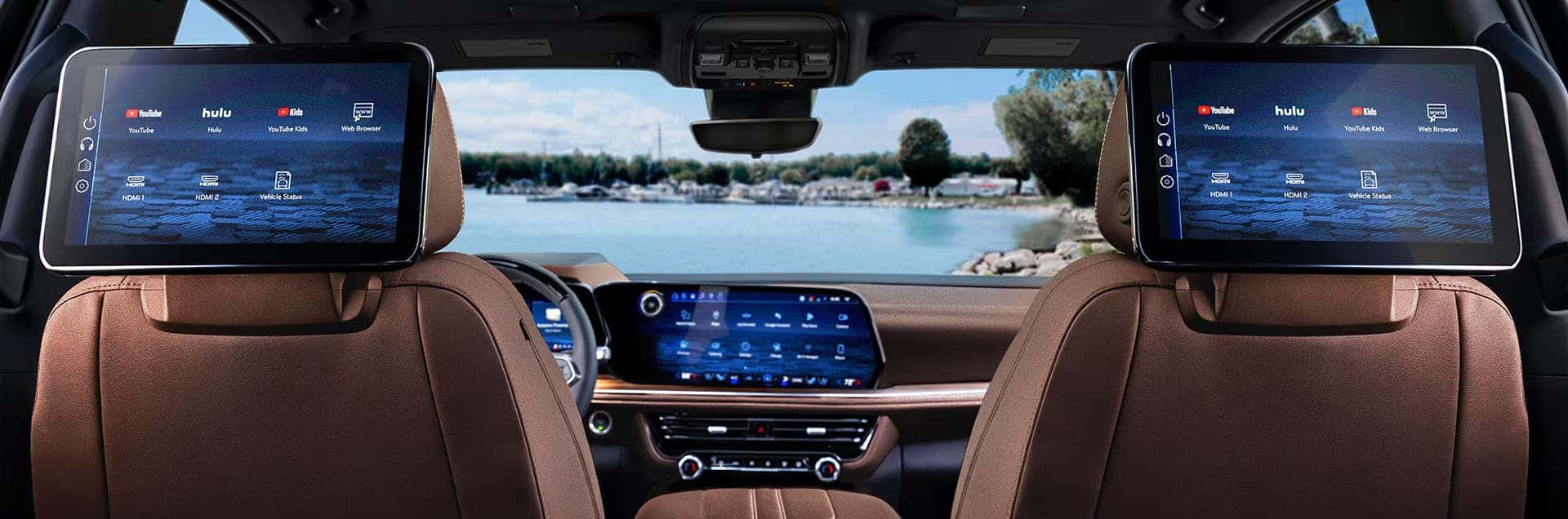 2025 Suburban technology hero image showing cabin displays and controls