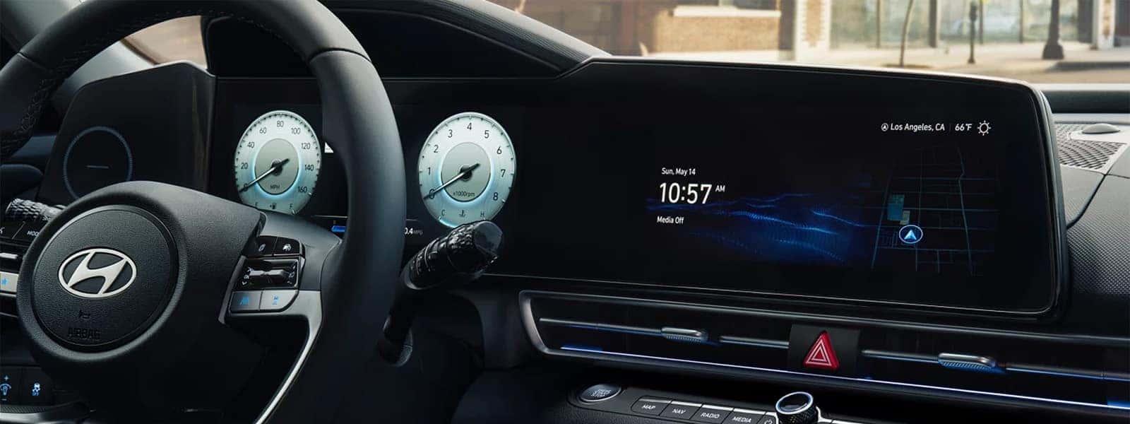 2025 Hyundai Elantra interior with touchscreen and digital displays