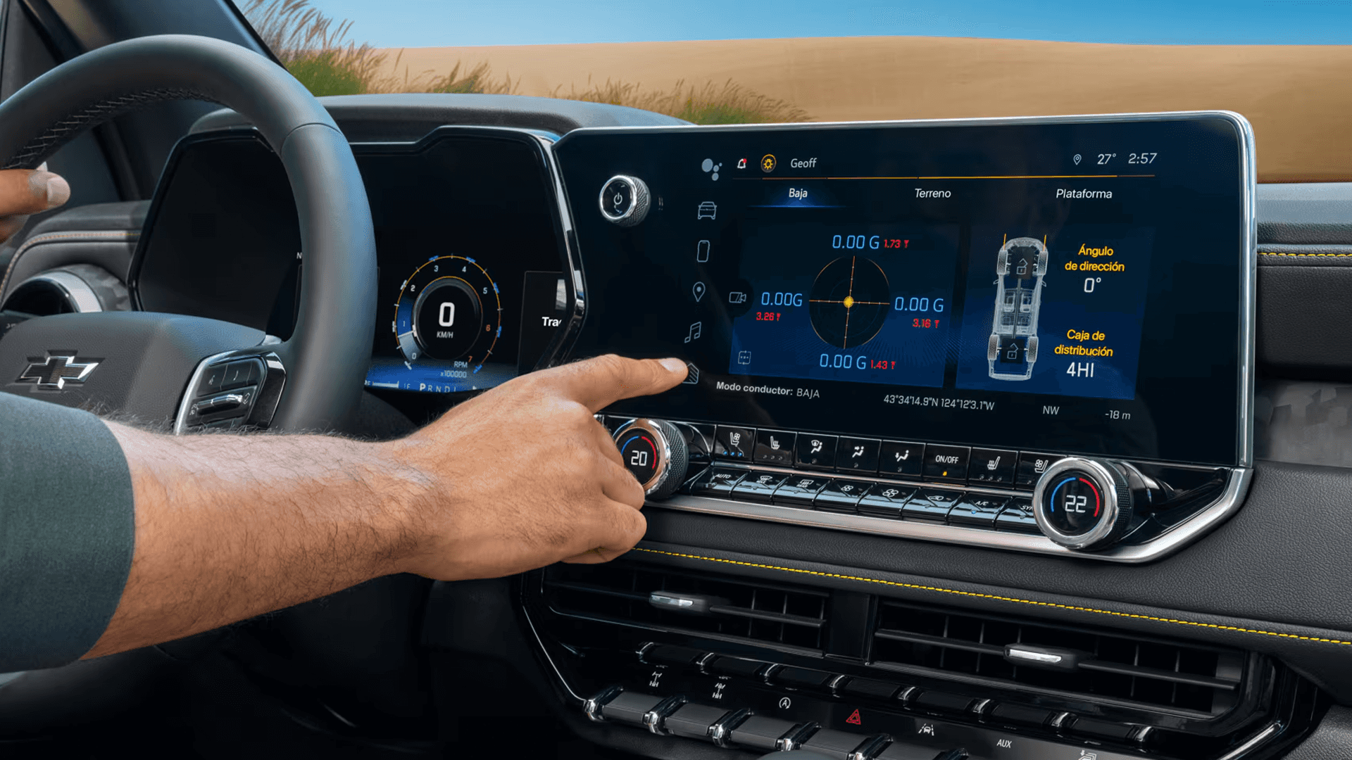 Chevy Colorado ZR2 off road performance screen on center touchscreen