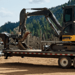2026 Chevy Silverado HD towing heavy equipment on a job site