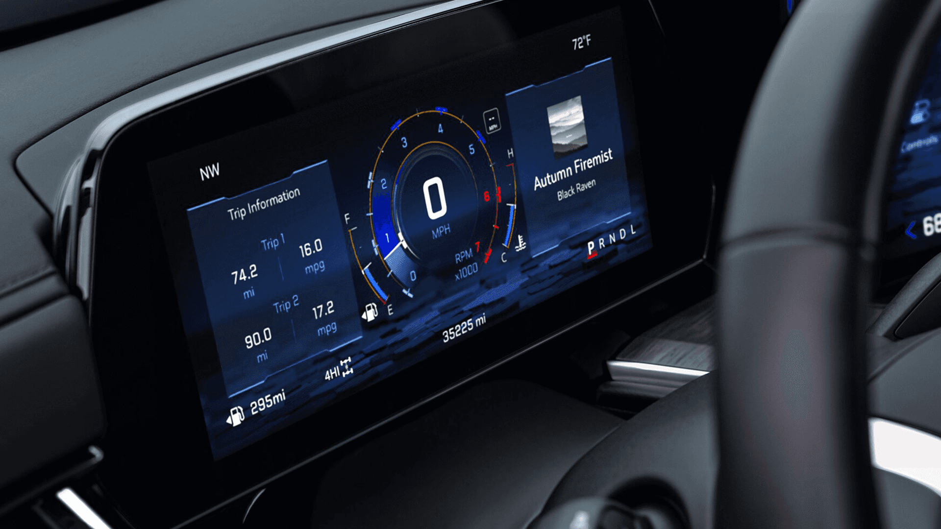 Digital driver information display in the 2026 Chevy Tahoe showing speedometer, trip data, and vehicle status