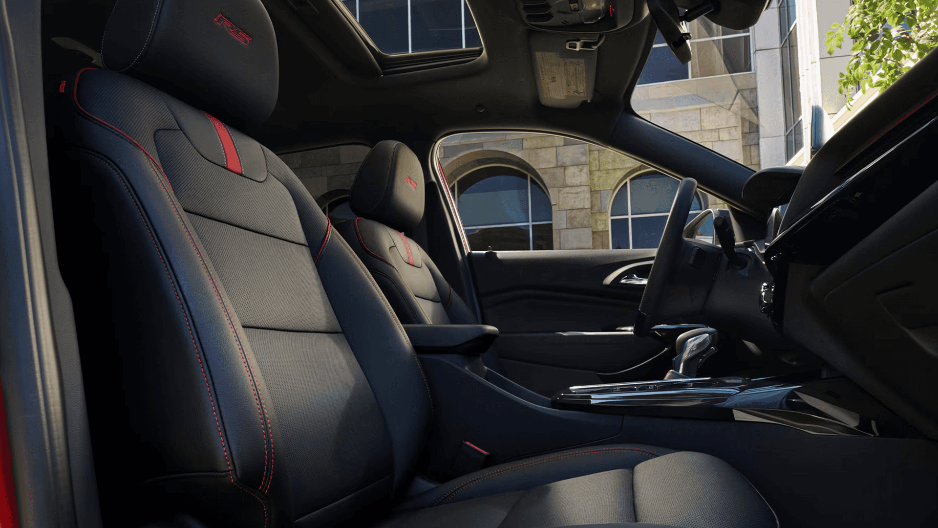 2026 Chevy Trax RS front seats with red stitching