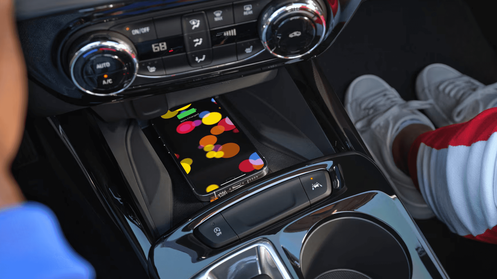2026 Chevy Trax wireless charging pad with smartphone