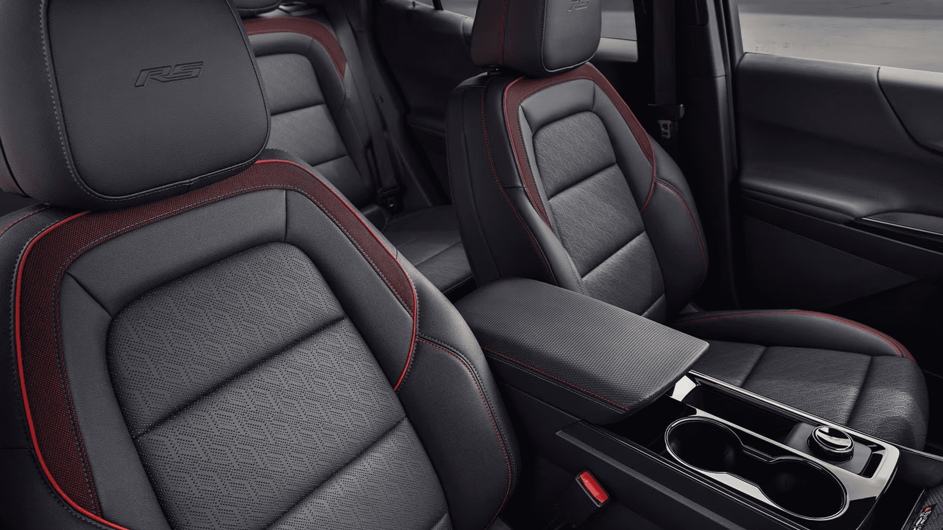 2026 Chevrolet Equinox RS Interior Seating RS sport seats inside the 2026 Chevrolet Equinox with red accent stitching