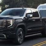 2026 GMC Sierra 1500 demonstrating towing capability while hauling an Airstream trailer