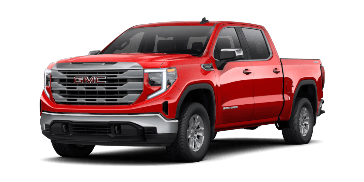 2026 GMC Sierra 1500 SLE trim pickup truck in red shown from a front angle