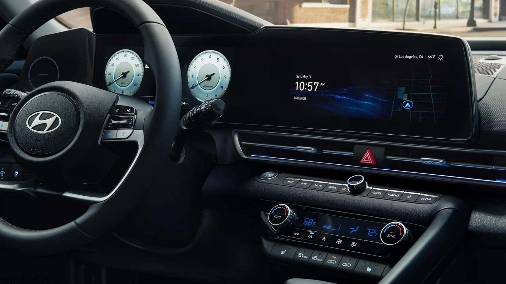 2025 Hyundai Elantra dual 10.25 inch displays with navigation and digital instrument cluster