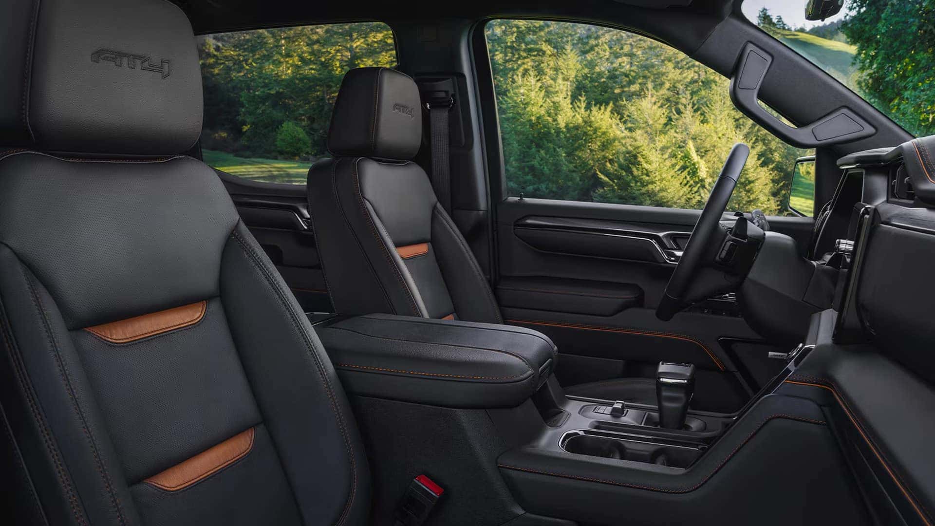 2026 GMC Sierra 1500 interior space showing front seating position and legroom in Crew Cab configuration