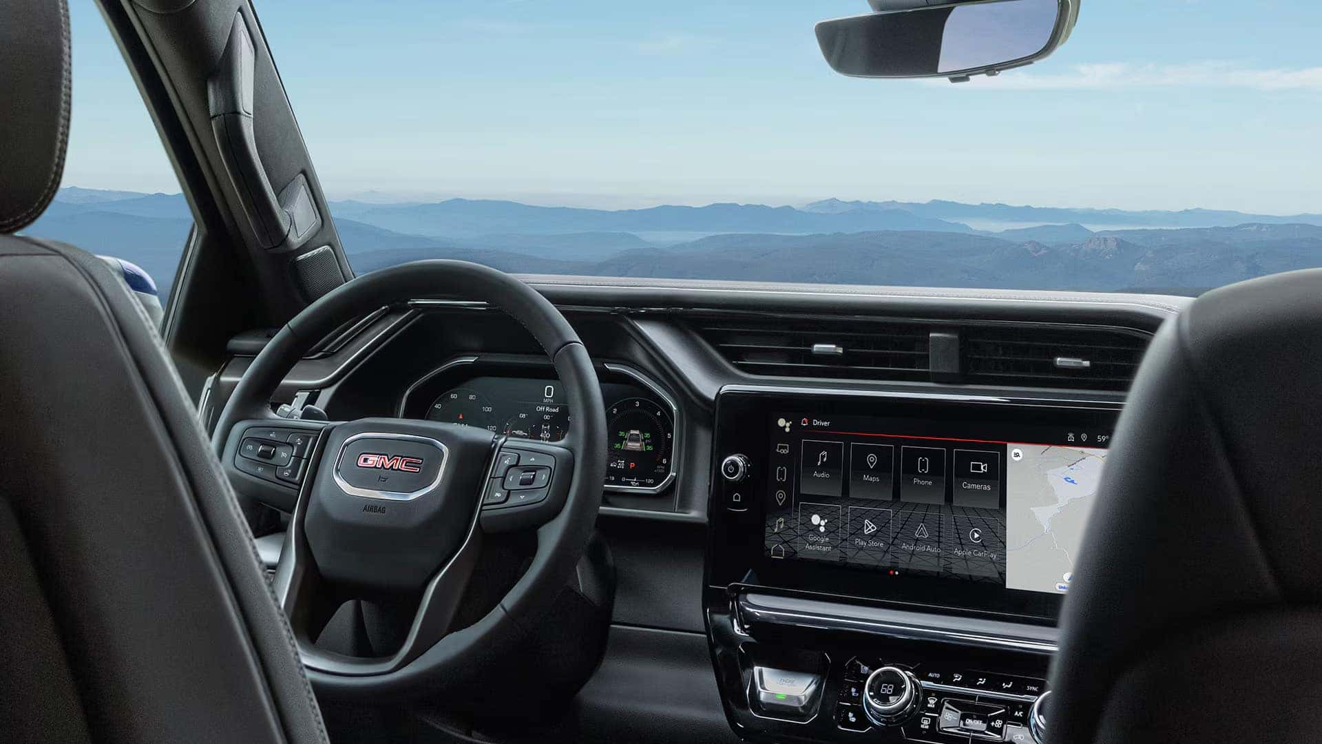 2026 GMC Sierra 1500 infotainment touchscreen displaying navigation and connected vehicle features
