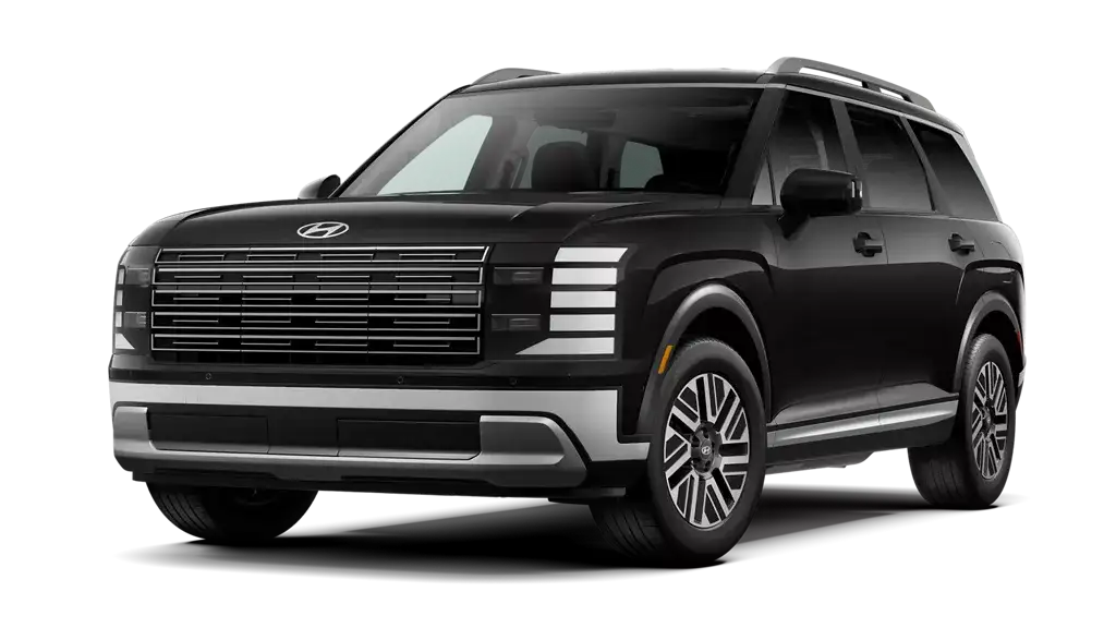2026 Hyundai Palisade Hybrid SEL SUV in black, front three quarter exterior view