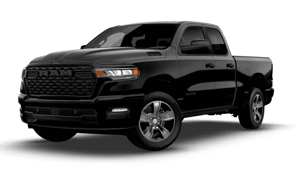 2026 Ram 1500 Express pickup truck in black, front three-quarter exterior view