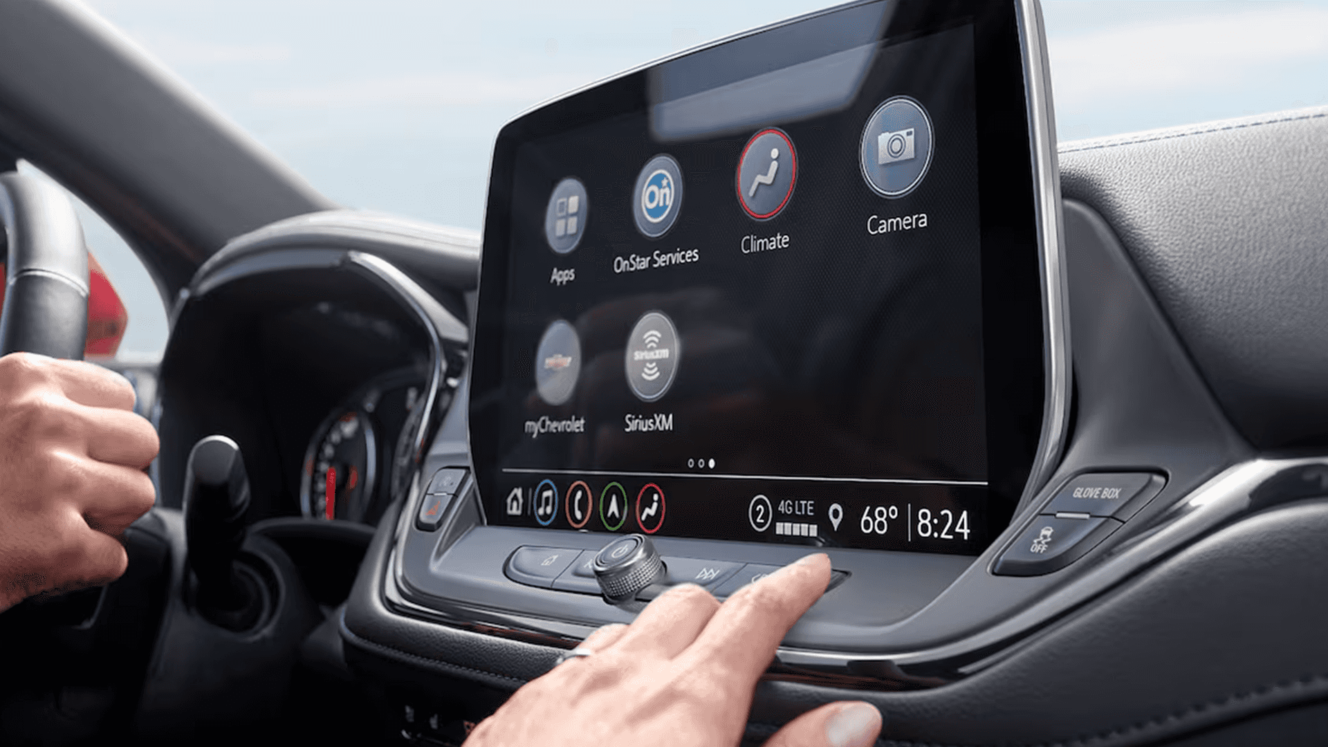 Closeup of the 2026 Chevy Blazer infotainment touchscreen with app and vehicle controls