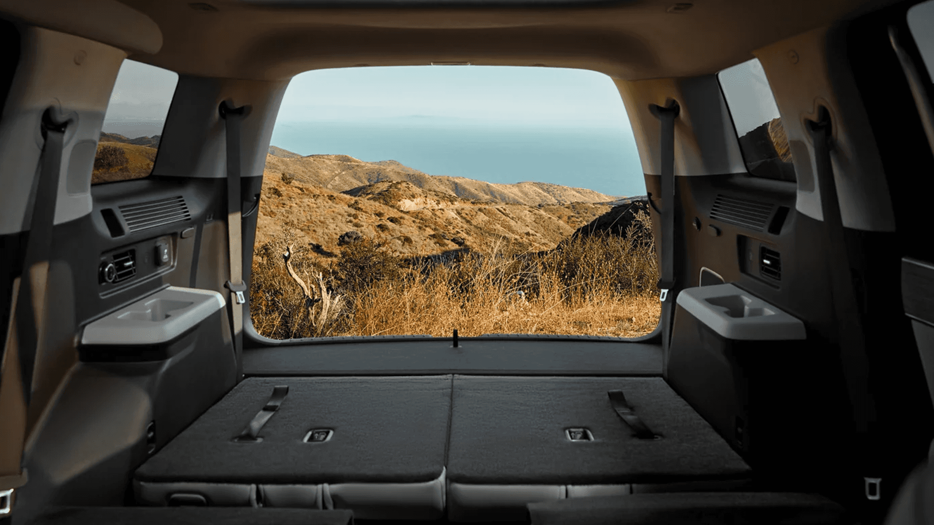2026 Santa Fe Hybrid cargo area with second and third rows folded