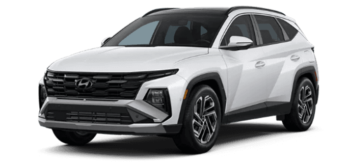 Hyundai Tucson SUV shown in a front three quarter view.