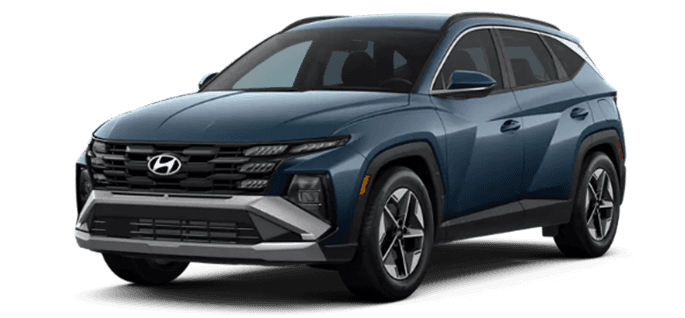 Hyundai Tucson SUV shown in a front three quarter view.