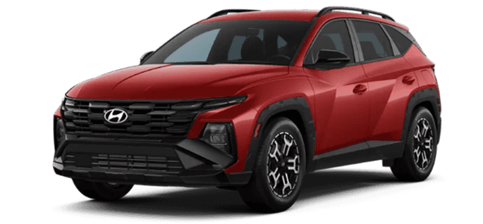 Hyundai Tucson SUV shown in a front three quarter view.