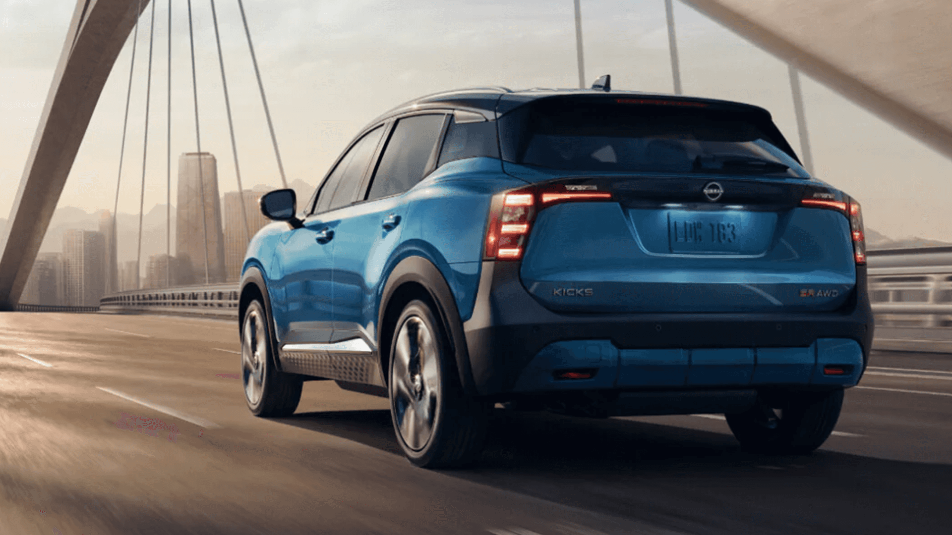 Rear view of the 2026 Nissan Kicks showing LED taillights and sporty rear styling