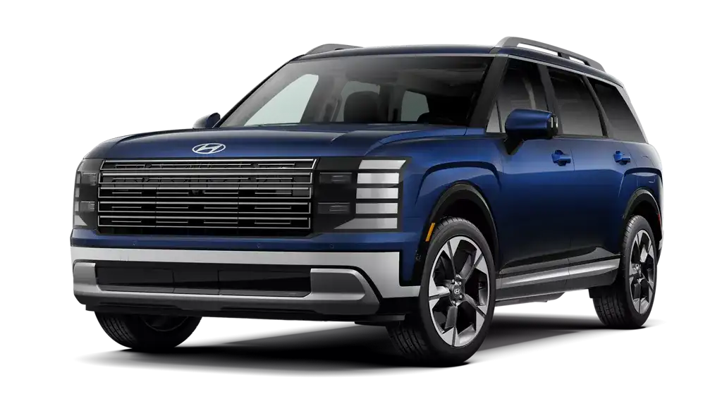 2026 Hyundai Palisade Hybrid Limited SUV in blue, front three quarter exterior view