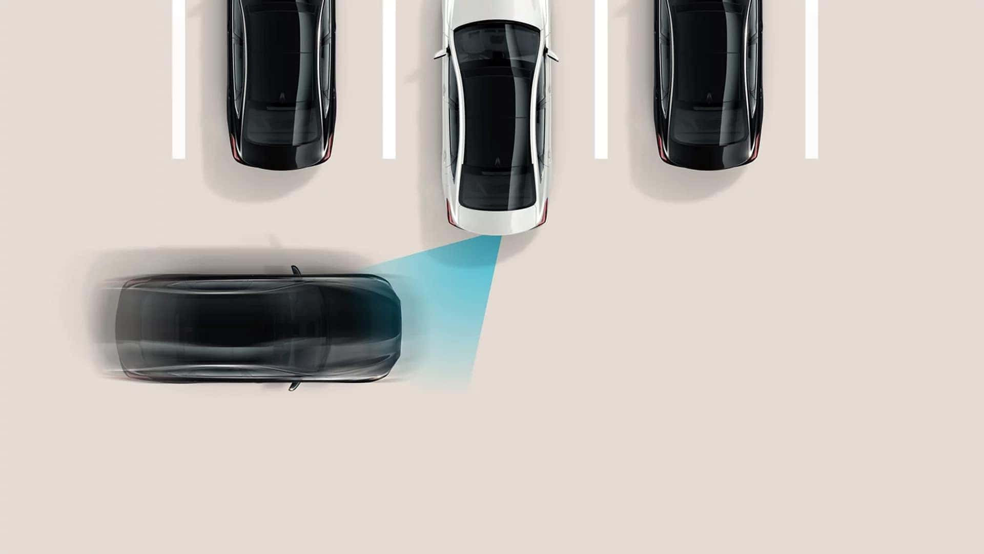 Top-down view showing safety and parking assist technology in the 2026 Hyundai Palisade Hybrid detecting nearby vehicles