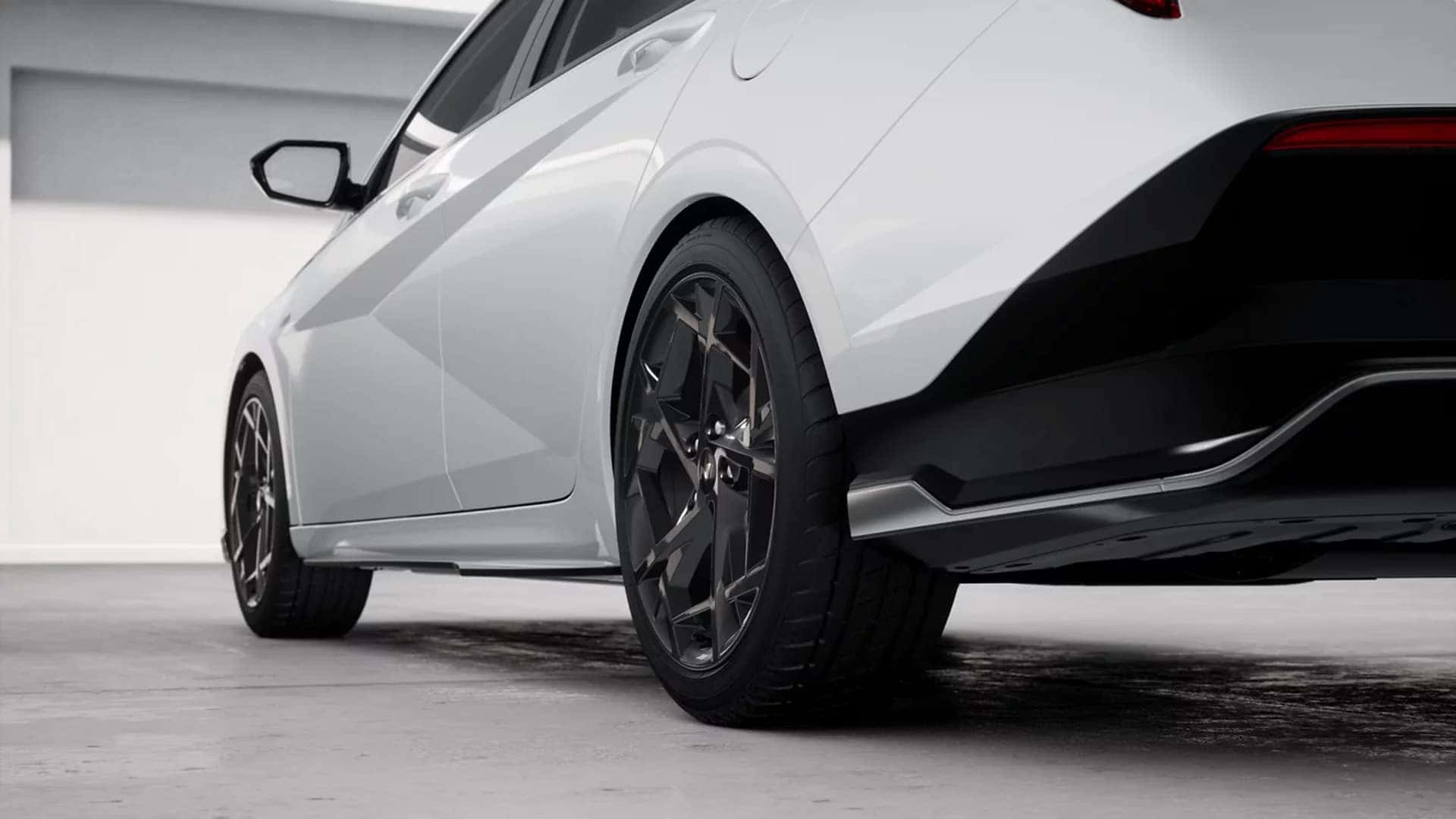 2026 Hyundai Elantra rear wheel and lower body detail highlighting design and build quality
