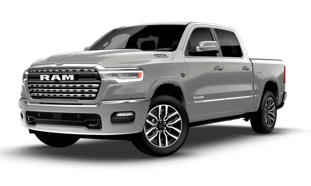 2026 Ram 1500 Limited pickup truck in silver, front three-quarter exterior view