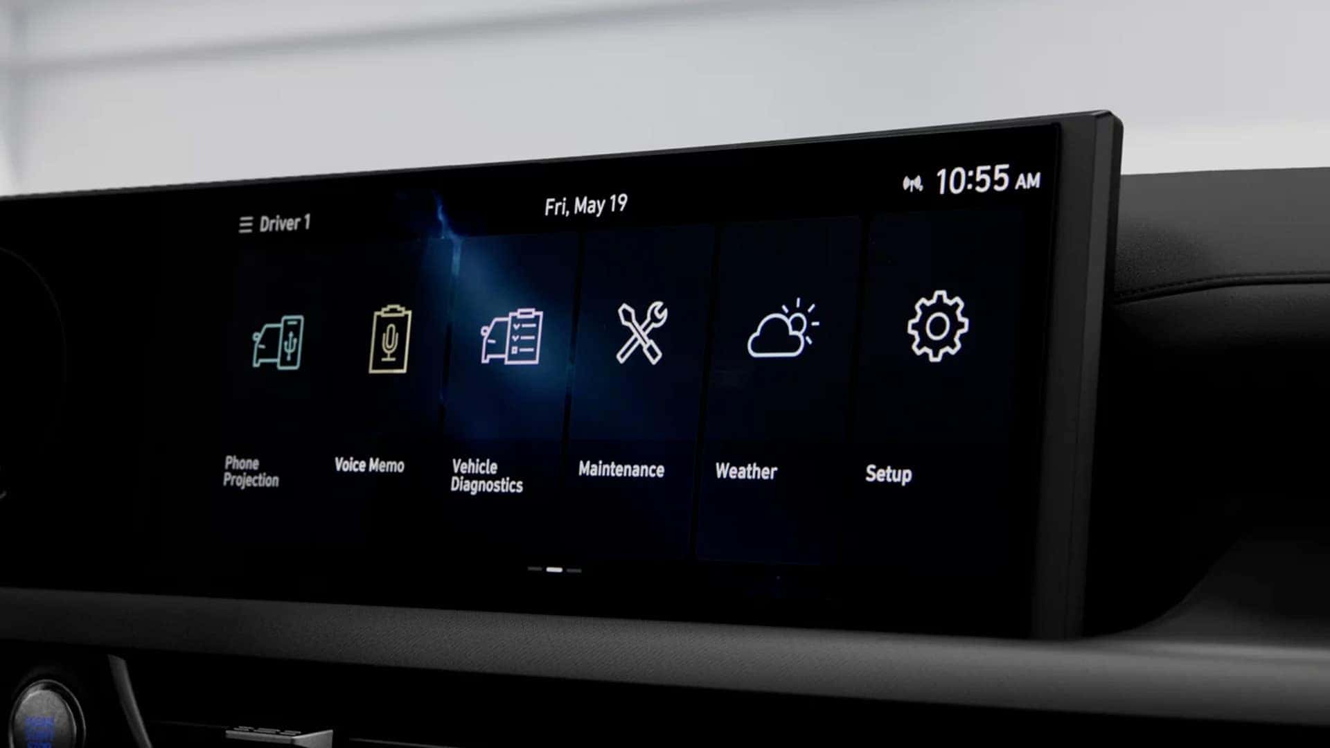 2026 Hyundai Sonata infotainment touchscreen with app and vehicle settings icons.