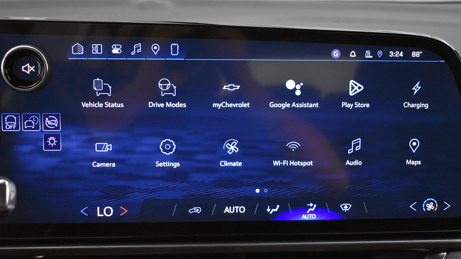 Chevy Equinox EV infotainment screen showing Google built in apps including maps media and vehicle controls