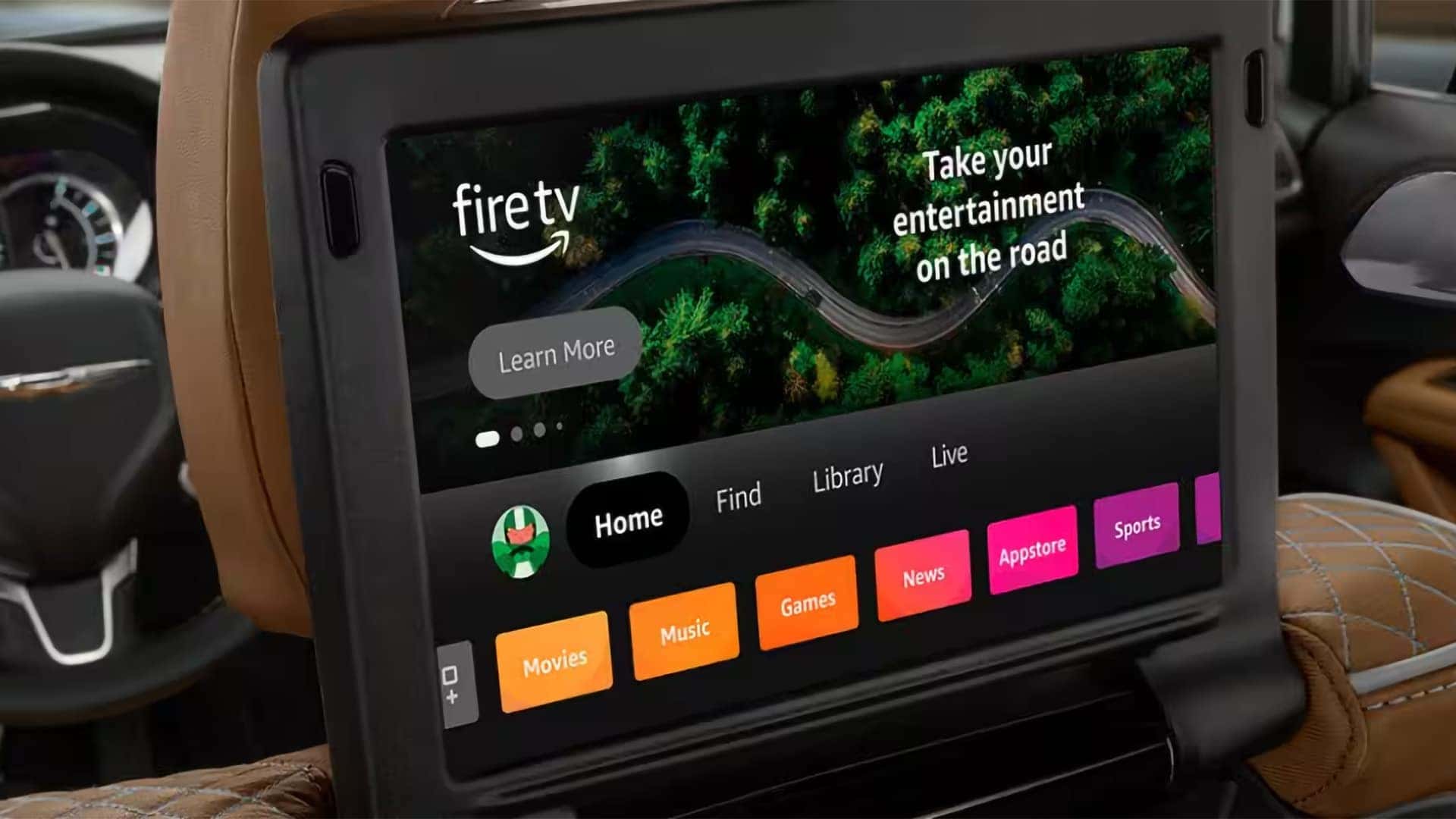 Rear 10-inch HD touchscreen with Amazon Fire TV Built-in inside the 2026 Chrysler Pacifica