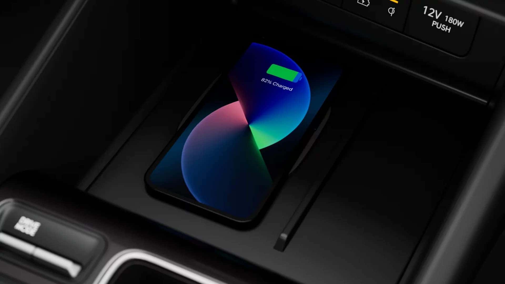 Wireless phone charging pad in the 2026 Hyundai Sonata center console.