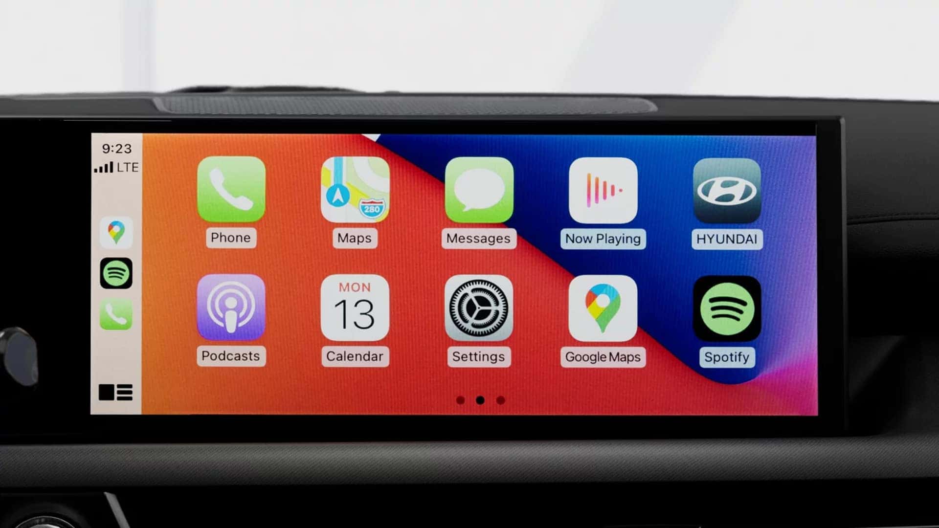 12.3 inch touchscreen display in the 2026 Hyundai Sonata Hybrid showing smartphone integration, navigation, and multimedia connectivity features