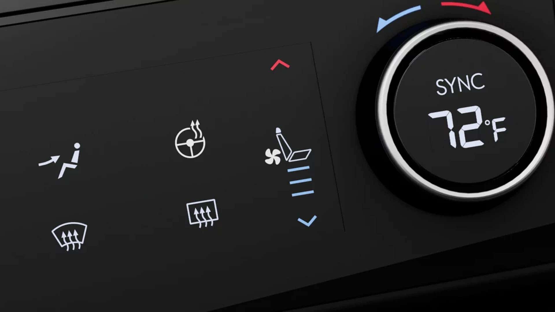 Dual zone climate control panel in the 2026 Hyundai Sonata Hybrid with heated and ventilated seat controls and temperature display