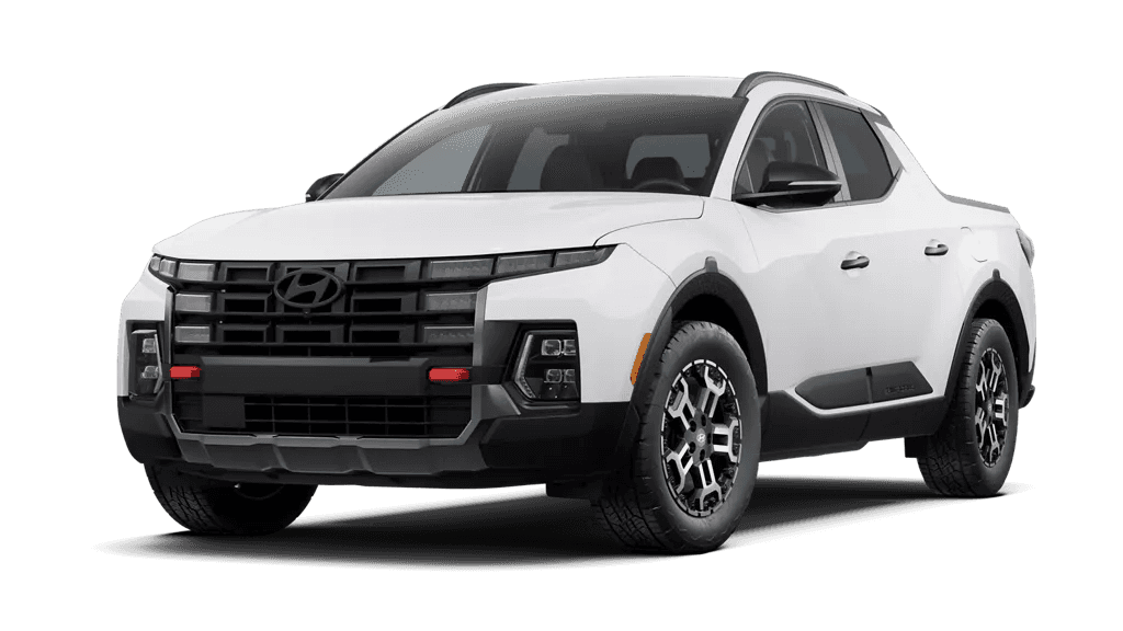 2026 Hyundai Santa Cruz XRT in white, front three quarter exterior view