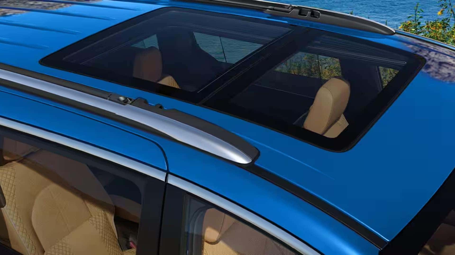 2026 Chrysler Pacifica with dual pane panoramic sunroof and roof rails viewed from above