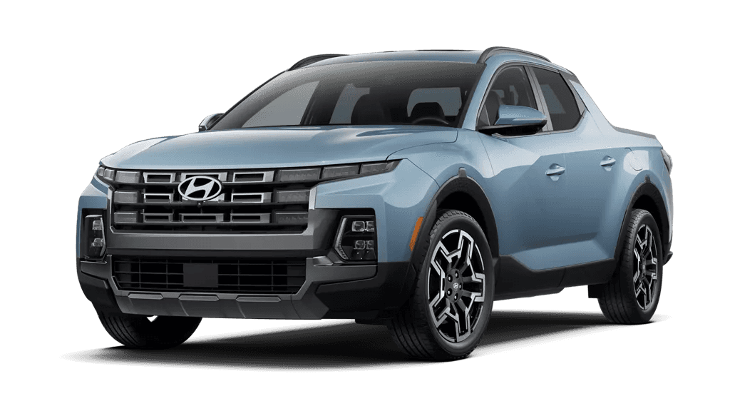 2026 Hyundai Santa Cruz Limited in blue, front three quarter exterior view